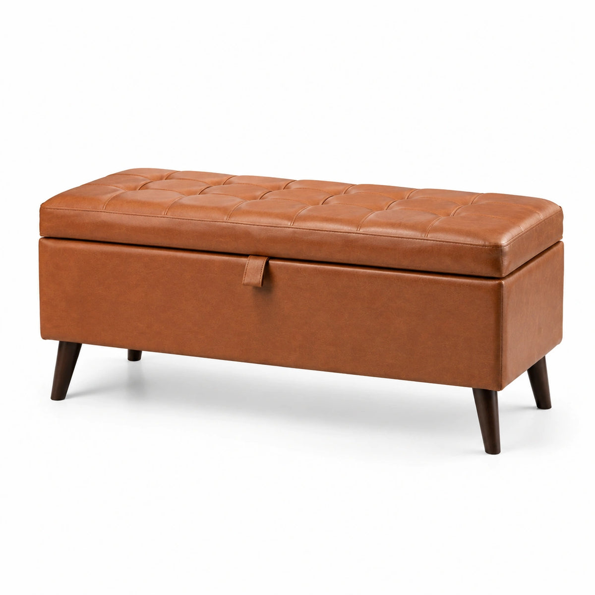 Banc de rangement en cuir PU brun