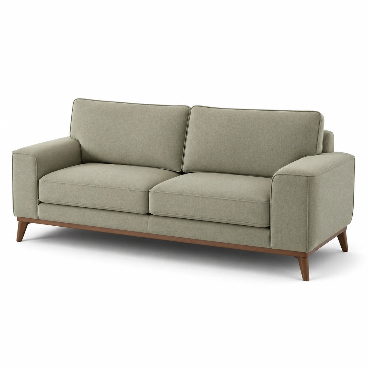 Canapé 3 places en tissu polyester vert avec pieds en bois