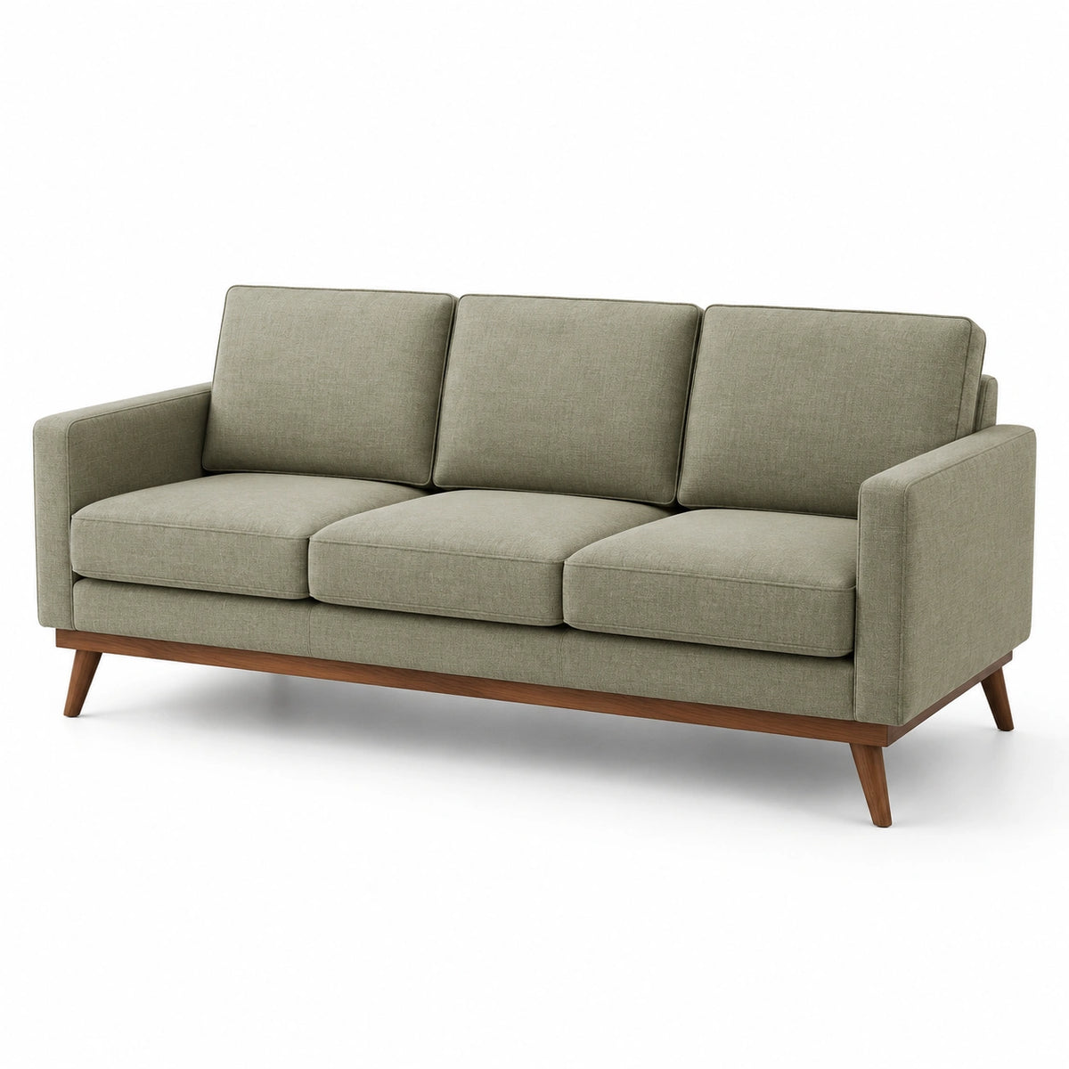 Canapé trois places en tissu et bois 200x80x75 cm vert