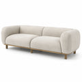 Canapé en bois et tissu en lin beige 3 places 230x100x75 cm