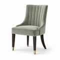 Chaise en velours et bois avec embouts métalliques, vert sauge