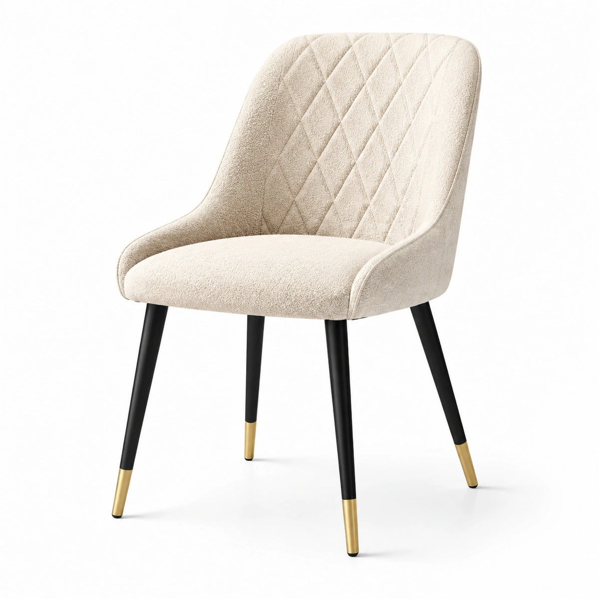 Chaise de salle à manger en tissu avec pieds en métal noir et dorés