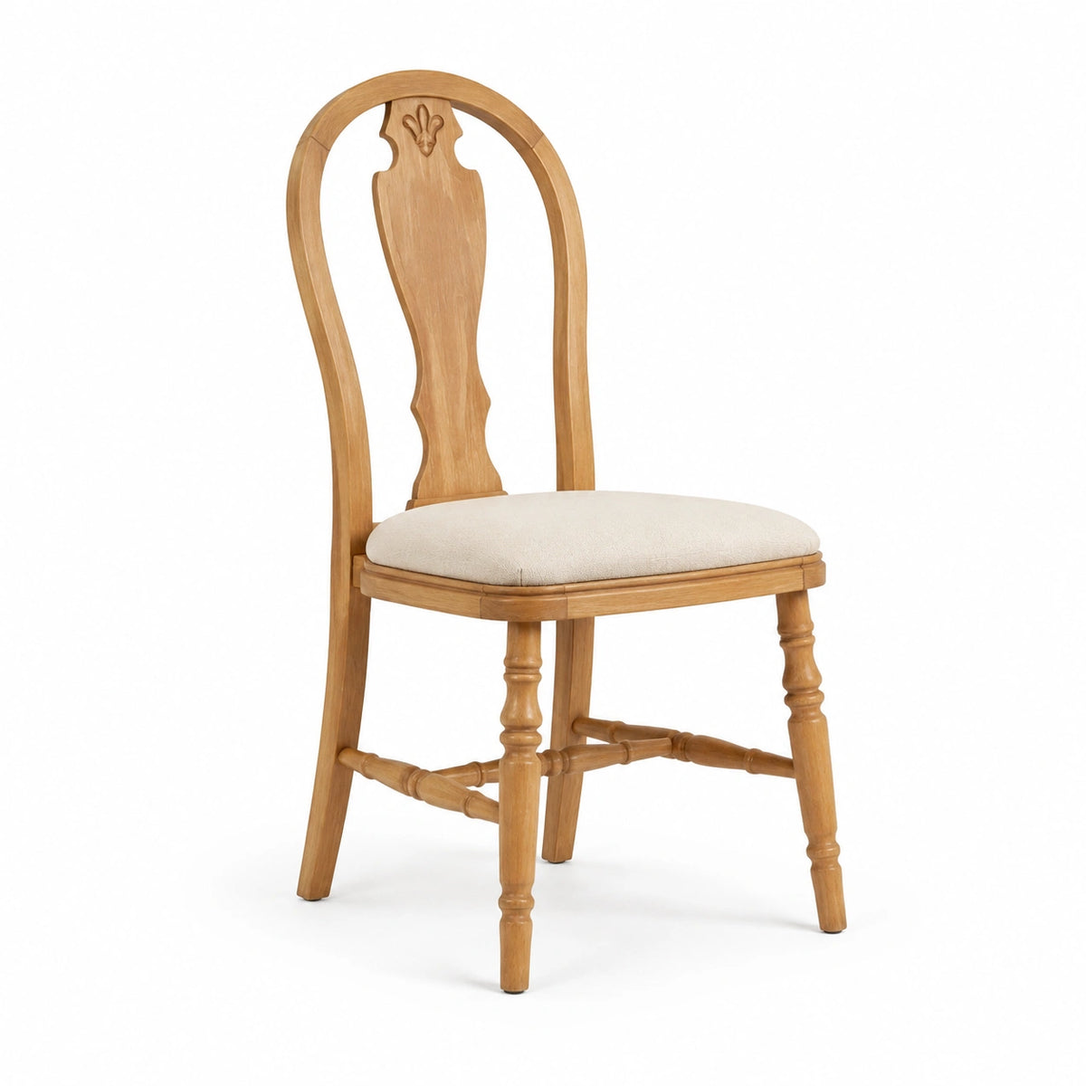 Chaise en bois de hêtre avec assise en tissu polyester beige