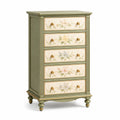 Commode en bois avec motifs floraux peints, vert et beige