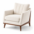 Fauteuil en bois et tissu bouclé écru 90x85x75 cm