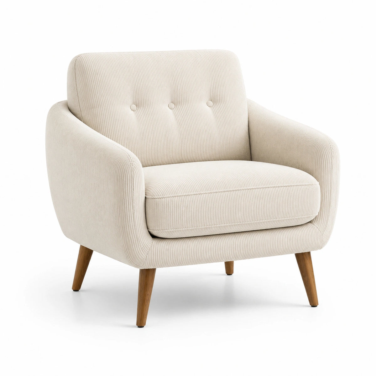 Fauteuil en velours côtelé avec pieds en bois