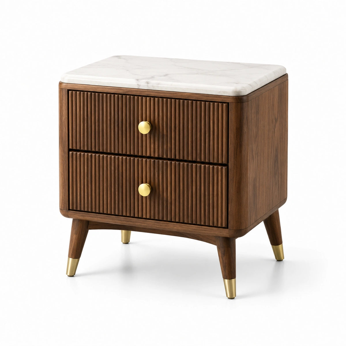 Table de chevet en bois avec plateau en marbre