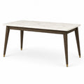 Table rectangulaire en bois et marbre blanc 180x90x75 cm