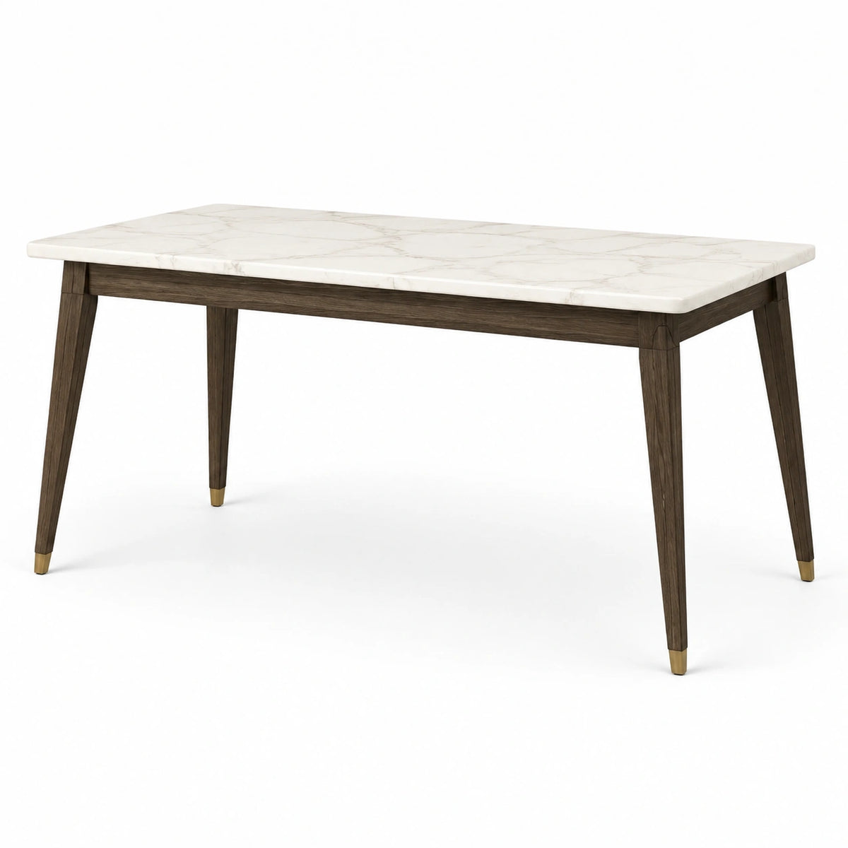 Table rectangulaire en bois et marbre blanc 180x90x75 cm